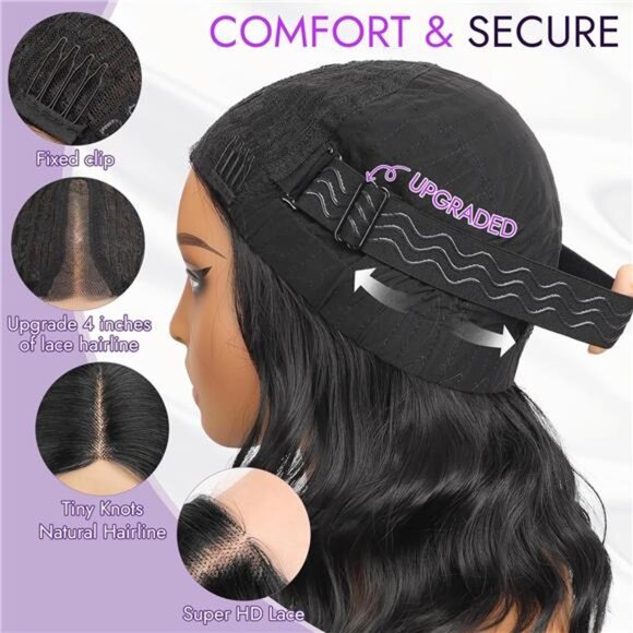 Brown Highlight Short Wavy Wig for Women Lace Hairline Bob Style Synthetic Heat - Picture 6 of 7